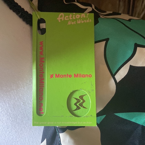 Monte Milano Spring Jacket Womens Small Floral 3/4 Sleeves Black Green White NWT - Picture 11 of 12